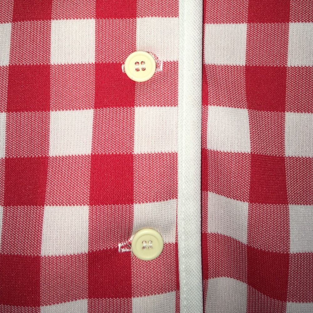 π VINTAGE red and white gingham button-up short sleeve shirt, small β VGUC - Picture 4 of 12
